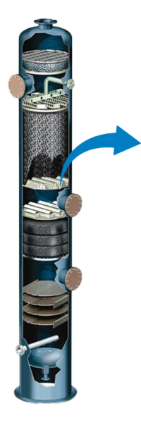 A cross-sectional view of a packed tower